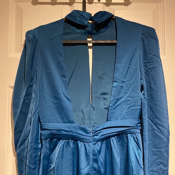 Open back satin blue romper - Picture 4 of 5